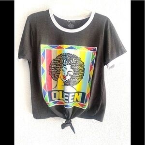 ON FIRE black queen grey cropped top size large